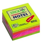 Блок самоклеящийся (стикеры) 51*51мм 250л неон, 5 цветов, ассорти " Hopax "