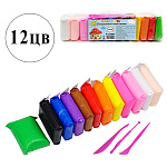 Воздушный пластилин " KWELT " 12цв, 120гр, инструменты для лепки, полиэтиленовая упаковка