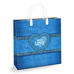 Пакет ПЭ " Интерпак " с пластиковой ручкой МП, 30*30см 150мкм Деним