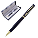 Ручка шариковая " Mazari " Melior G синяя 0,7мм сменный стержень 98мм, пулевидный пишущий узел, поворотный механизм, металлический корпус, упаковка - футляр