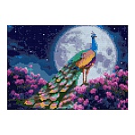 Картина алмазная " Lori " 21*30см Павлин в саду, полное заполнение, основа с цветной схемой, комплект квадратных страз, стилус, лоток для страз, сухой клей