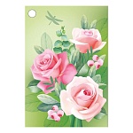 Бирка для букетов и подарков " Империя поздравлений " 060 Без названия. Розовые розы, 79*55мм, без отделки