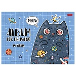 Альбом А4 24л жесткая подложка " Hatber " Космический котик, склейка, обложка- мелованная бумага, глянцевая ламинация, блок-офсет 100г/м2