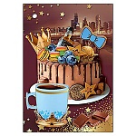 Бирка для букетов и подарков " Праздник " 070 Без названия- Торт с чаем, 53*77мм, фольга золотая