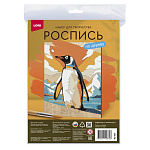 Роспись по дереву " Lori " Картина. Пингвин на льду, в наборе: деревянная заготовка, краски, кисть, картонная упаковка