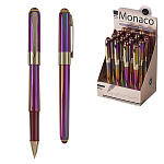 Ручка шариковая " Bruno Visconti " Monaco. Pearl синяя 0,5мм, толщина письма 0,4мм, корпус пластик, металл, покрытие glossy pro, цвет корпуса пурпурный, металлический наконечник, колпачок с металлическим клипом, картонный дисплей