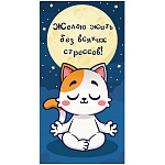 Конверт для денег " Миленд " DreamCards Желаю жить без всяких стрессов, Котик, 85*164мм