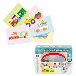 Игра настольная " PicnMix " Веселый транспорт, состав: 5 игровых полей, 5 карточек-образцов, 19 прикрепляемых элементов, инструкция с методическими рекомендациями, картонная упаковка