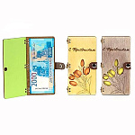 Конверт для денег деревянный (купюрница) " С Праздником " Тюльпаны, на кнопке, фигурная вырезка, 165*100*9мм