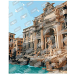 Картина по номерам " Lori " 40*50см Фонтан Треви, состав набора: основа на картоне с контуром, акриловые краски, кисть, вспомогательный лист, акриловый лак, инструкция, картонная упаковка, европодвес
