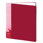 Папка 40файлов " Бюрократ " А4 красный, пластик 0,65мм, торцевой карман с бумажной вставкой