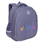 Рюкзак " Grizzly " 28*36*20см лиловый, 2 отделения, разделительная перегородка-органайзер, жесткая анатомическая спинка, боковые карманы из сетки, внутренний составной пенал-органайзер, укрепленные лямки, нагрудная стяжка-фиксатор со свистком, мягкая укре