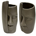 Ваза керамическая " KWELT " Полуликий, серо-бежевый, 6*14,5*6,5см