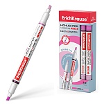 Текстовыделитель двусторонний, скошенный наконечник, 0,6-3,3мм, неон/пастель, розовый, Visioline V-16 " Erich Krause " картонная упаковка