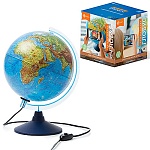 Глобус физико-политический интерактивный рельефный с подсветкой от сети 250мм " Globen " в комплекте: очки виртуальной реальности (VR), картонная коробка