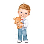 Плакат фигурный " Империя поздравлений " 933 А3 Мальчик с игрушкой, без отделки