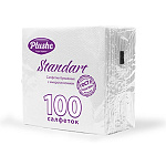 Салфетки бумажные 1-сл " Plushe " Standart, 100шт Белые, 100% целлюлоза, 24*24см