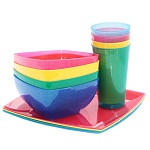 Набор туриста " Милих " 4 персоны, в наборе: чашки, тарелки, стаканы, пластиковый, ассорти (без возможности выбора цвета)