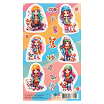 Наклейки " Мир открыток " 0-11 А6 Девочки с питомцами, без отделки