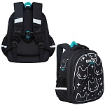 Рюкзак " Grizzly " 28*36*20см Котики черный, 2 отделения, 3 отдела в основном отделении, жесткая анатомическая спинка, боковые карманы на резинке, держатель для ключей и три кармана в переднем отделении, укрепленные лямки, ручка для переноски, светоотража