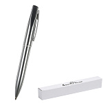 Ручка подарочная шариковая автоматическая " Bruno Visconti " Portofino синяя 1,0мм, толщина письма 0,7мм, поворотный механизм, корпус- нержавеющая сталь, цвет корпуса серебряный, металлический клип, подарочная упаковка