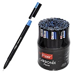 Ручка гелевая " Flair " Carbonix-II синяя 0,5мм, толщина письма 0,25мм, игольчатый пишущий узел, темный карбоновый корпус