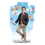 Плакат фигурный " Праздник " 933 А3 Юноша с голубями, глянцевый УФ-лак