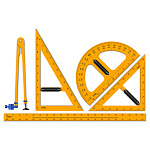 Набор для классной доски " Стамм " из 5 предметов в наборе: линейка 100см, треугольник 30°, треугольник 45°, транспортир, циркуль, пластиковый, желтый, коробка