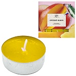 Свеча чайная ароматизированная " РСМ " 9шт Сочный Манго, 39*12,5мм время горения 3-4часа, картонная упаковка