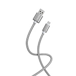 Кабель сетевой USB - MicroUSB " Smartbuy " S02 серый, 1м, 3A, ткань