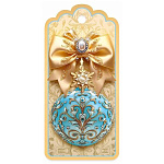 Бирка для букетов и подарков " Праздник " 025 Новогодняя- Новогодний шарик, 46*96мм, глянцевый ВД-лак, картон