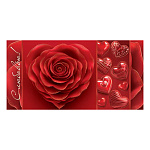 Конверт для денег " Мир открыток " 2-17 С любовью! Красная роза, сердца, 165*85мм, фольга, текст