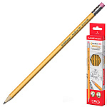 Карандаш ч/гр " Erich Krause " Amber 101 HB с ластиком, шестигранный, деревянный, заточенный, цвет корпуса - желтый, картонная упаковка, европодвес