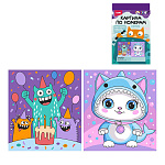 Картина по номерам " Lori " 15*13,5см Монстрики, состав набора: основа на картоне с контуром- 2шт, краски, кисть, палитра, инструкция, картонная упаковка, европодвес
