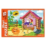 Пазлы " Рыжий кот " Макси. 15элементов Колобок 30*21,5см, картонная упаковка 28,5*19*3,5см