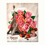 Пакет ПЭ " Интерпак " с вырубной ручкой ПВД, 38*47см 60мкм Вуаля