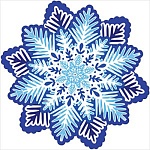 Украшение на скотче " Праздник " 445 Новогоднее- Снежинка, 196*196мм, блёстки в лаке, вспененный скотч