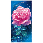 Конверт для денег " Мир открыток " 2-16 Нежности, розовая роза, 83*168мм, блестки, рельеф