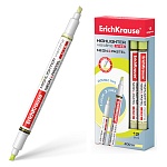 Текстовыделитель двусторонний, скошенный наконечник, 0,6-3,3мм, неон/пастель, желтый, Visioline V-16 " Erich Krause " картонная упаковка