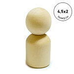 Деревянная заготовка из липы " Мастерская РуТвор " Кукла прямая №6, 5шт, h=45мм d=20мм