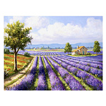 Картина алмазная " Mazari " 25*30см Лавандовое поле, состав набора: холст, стразы, стилус, желеобразный клей, лоток, частичная выкладка, в термоусадочной пленке