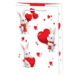 Пакет бумажный " Мир открыток " 18*22,7*10см Пушистый зайка с сердцем, ламинированный