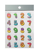 Наклейки " KWELT " А6 Цифры с глазами, без отделки