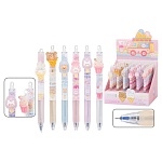 Ручка шариковая автоматическая " Basir " Ice cream, синяя, 0,5мм, резиновый держатель, цветной корпус с рисунком, ассорти, клип с насадкой - мороженое, картонный дисплей