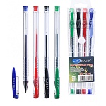 Набор гелевых ручек " Basir " 4цв 1,0мм цветной прозрачный корпус, цвет колпачка соответствует цвету чернил, упаковка ПВХ, европодвес