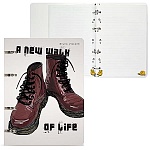 Тетрадь с пластиковой обложкой на кольцах 7БЦ А5 80л линия " Альт " Коричневые ботинки, офсет, 1 дизайн в коробке