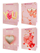 Пакет бумажный " KWELT " 18*24*8,5см Сердечки, ассорти (без возможности выбора дизайна), ламинированный