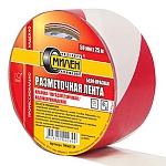 Лента сигнальная КЛЕЙКАЯ 50мм*25м бело-красная