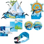 Набор для праздника " Империя поздравлений " 988 Юбилей- Морская прогулка- стойка- 1шт, коробка для карточек- 1шт, фанты, загадки, игры- по 12шт каждого вида, кепка- 1шт, медали- 2шт