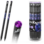 Карандаш ч/гр " Erich Krause " Black Unicorn HB, круглый, деревянный, цвет корпуса - ассорти, заточенные, пластиковая туба